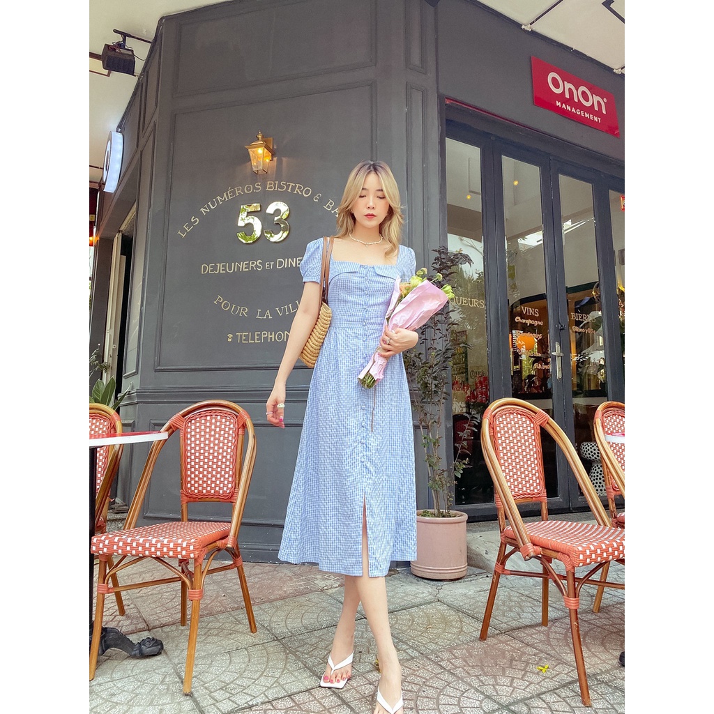 Đầm caro dài xẻ tà Maika Dress Gem Clothing SP060640