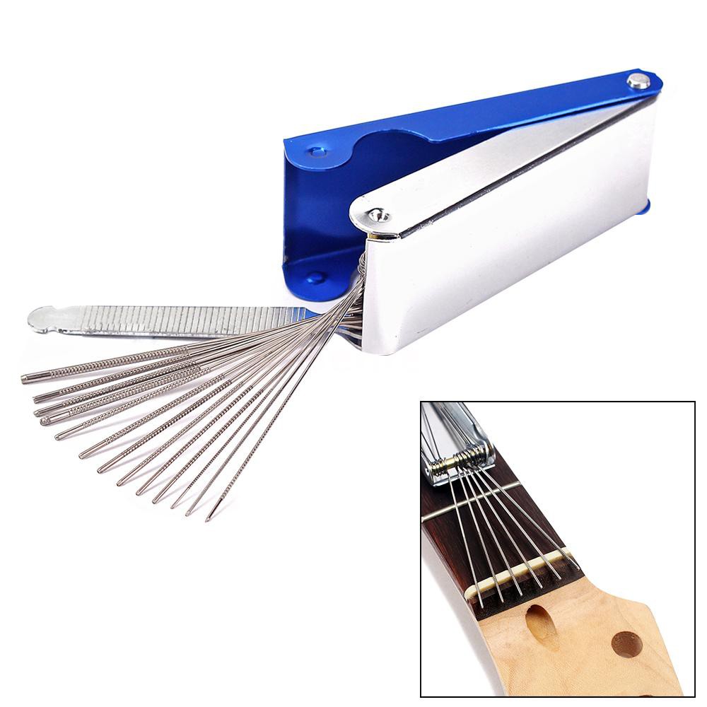 Hộp 13 dũa tròn và 1 dũa dẹt đánh bóng cá ngựa đàn đai ốc chuyên dụng cho các nhạc cụ dây