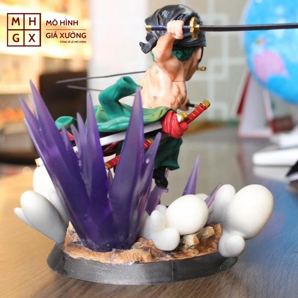 Mô hình Roronoa Zoro 3000 thế giới  trạng thái chiến đấu kèm hiệu ứng Cao 16cm  - Figure Tượng One Piece