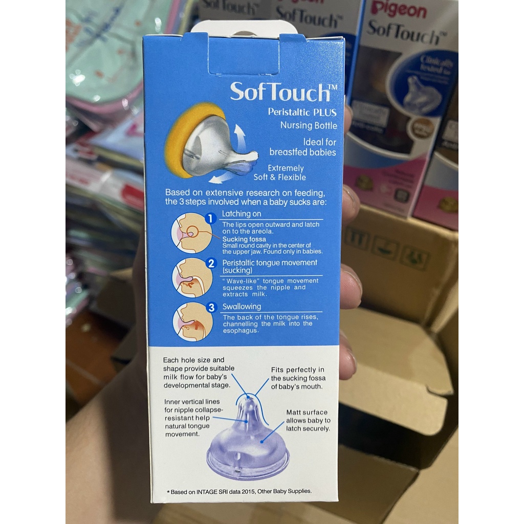 Bình Pigeon Softouch 160Ml/ 240M cổ rộng cao cấp chất liệu PPSU an toàn cho bé ti mềm như ti mẹ