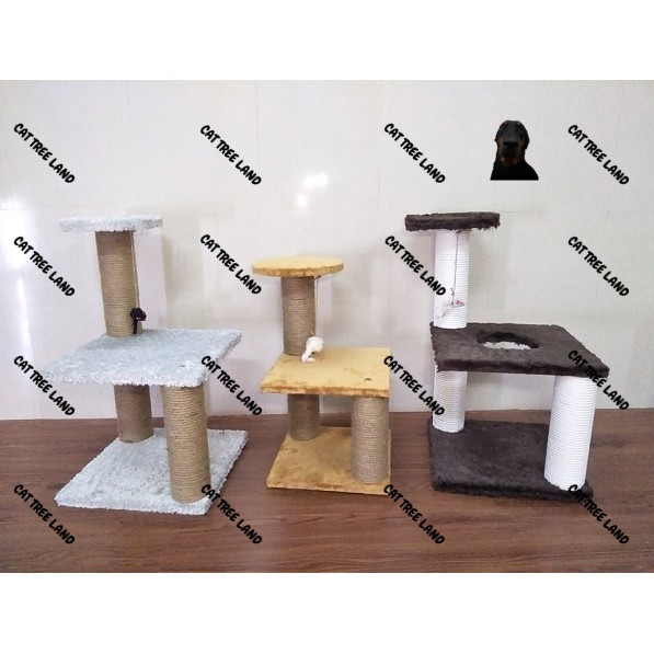 TRỤ CÀO MÓNG (CATTREE) BẰNG GỖ CHO MÈO, 3 TẦNG SIZE LỚN 30*30*50 CÓ LỖ CHUI - NHÀ CÂY CHO MÈO CÀO MÓNG