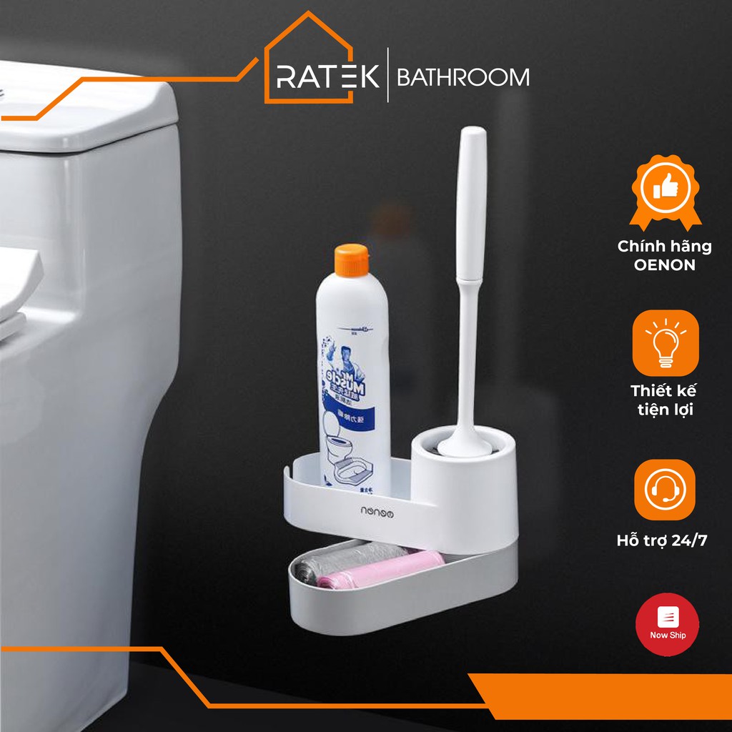 Kệ Nhà Vệ Sinh Toilet OENON treo dụng cụ cọ rửa nhà tắm lắp đặt dính tường - LUWC