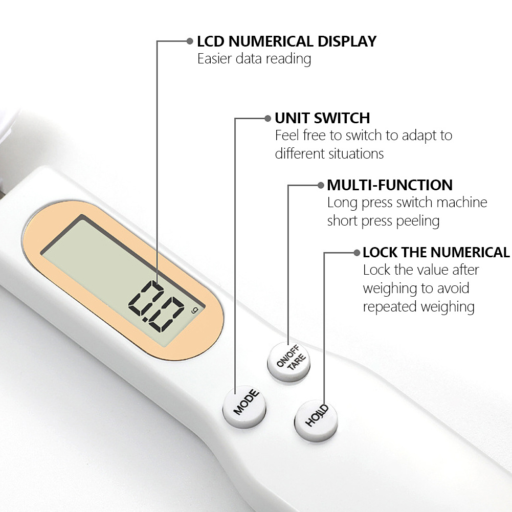 TD 500g / 0,1g Cân nhà bếp kỹ thuật số Thìa đo cầm tay Gram Điện tử LCD Thìa Trọng lượng cột Cân thực phẩm