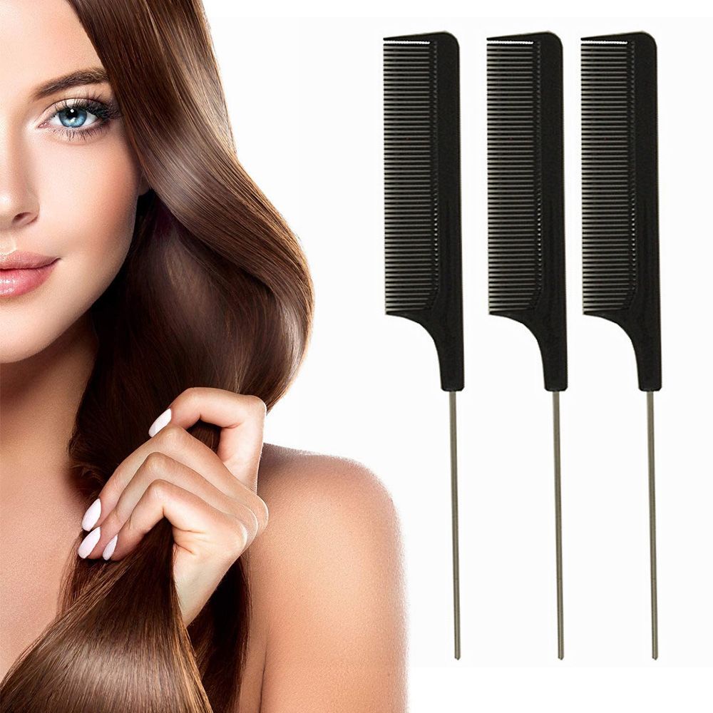 [Hàng mới về] Lược chải tóc BORAGE màu đen răng lược hẹp nhỏ gọn tiện dụng cho salon