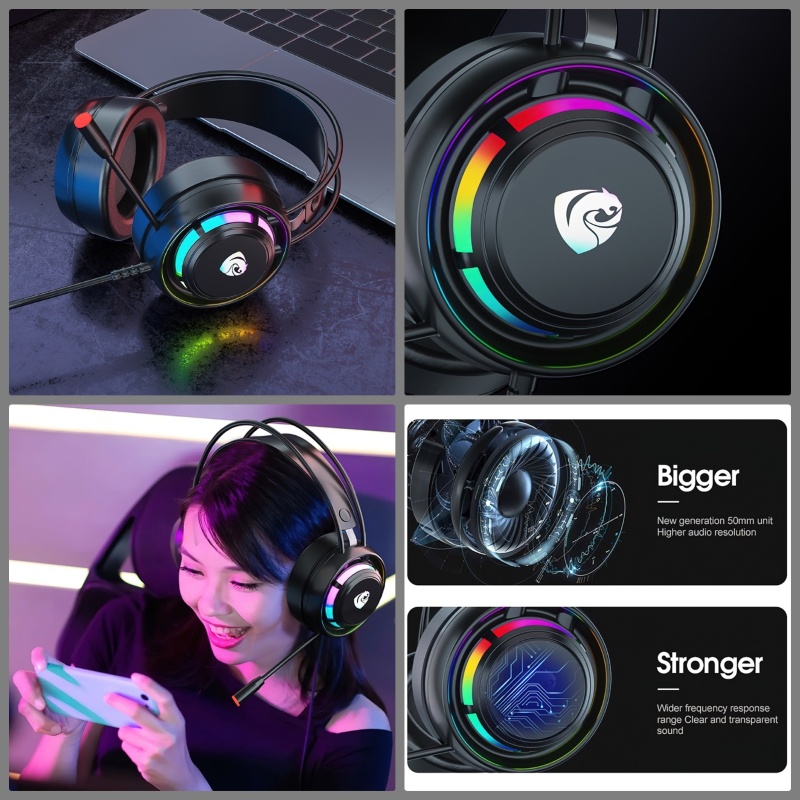 Tai Nghe PSH-300 Led RGB Gaming Headset jack USB tiện lợi cho máy tính điện thoại máy tính bảng