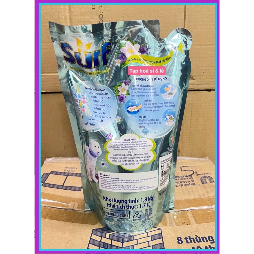 Nước giặt Surf sương mai diệu mát / hương Cỏ hoa diệu kỳ túi 1,7lít