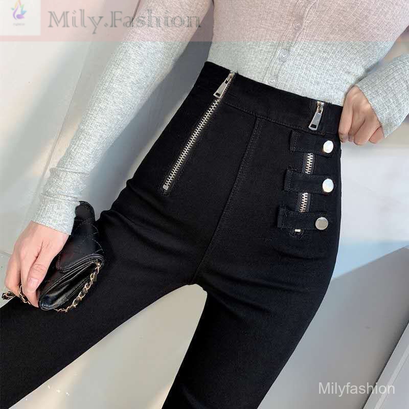 Quần legging Nữ Màu Đen Có Dây Kéo