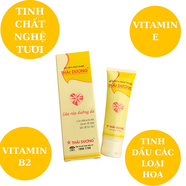 Sữa Rửa Mặt Nghệ Thái Dương Sạch Mụn, Ngừa Vết Thâm Khối Lượng 90g