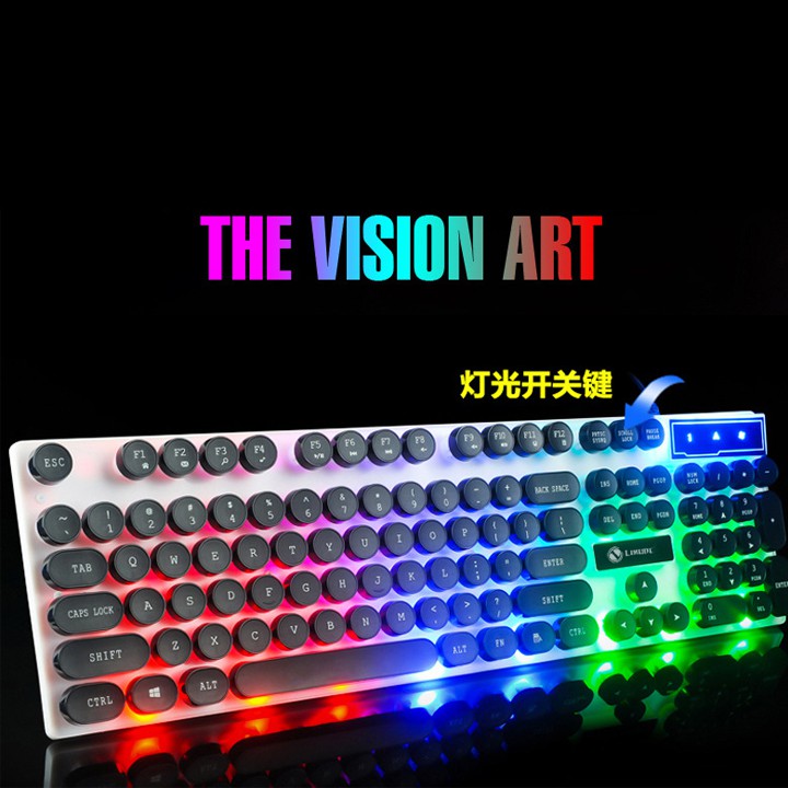 Bàn phím giả cơ nút tròn K4 - 2019 LED chế độ 7 màu siêu đẹp và sang trọng