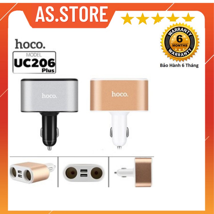 Tẩu Sạc Nhanh 4 in 1 - 2 Cổng Usb & Đầu Ra 2 Tẩu Thuốc Hoco UC206 plus - Bảo Hành 6 Tháng