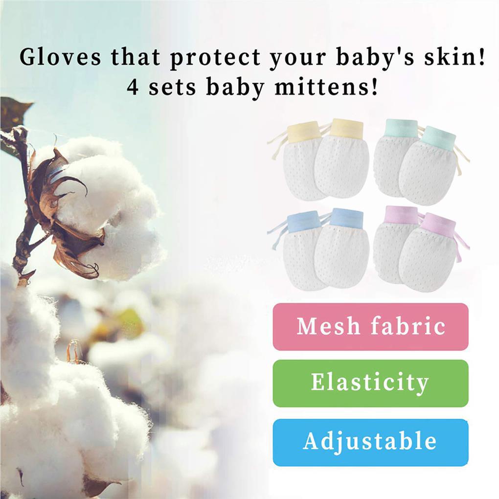 Set 4 Đôi Găng Tay Nylon Chống Trầy Xước Thời Trang Cho Bé