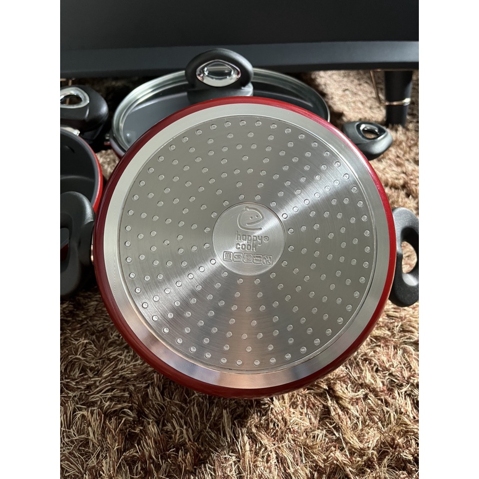 Bộ nồi Ceramic HCA - CG6PC đỏ HappyCook