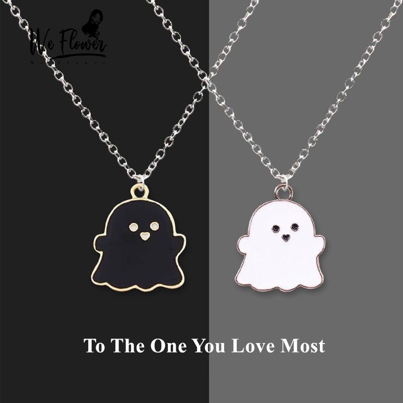 Vòng cổ Mặt Hình Ma Màu Trắng Đen Phong Cách Halloween Cho Cặp Đôi