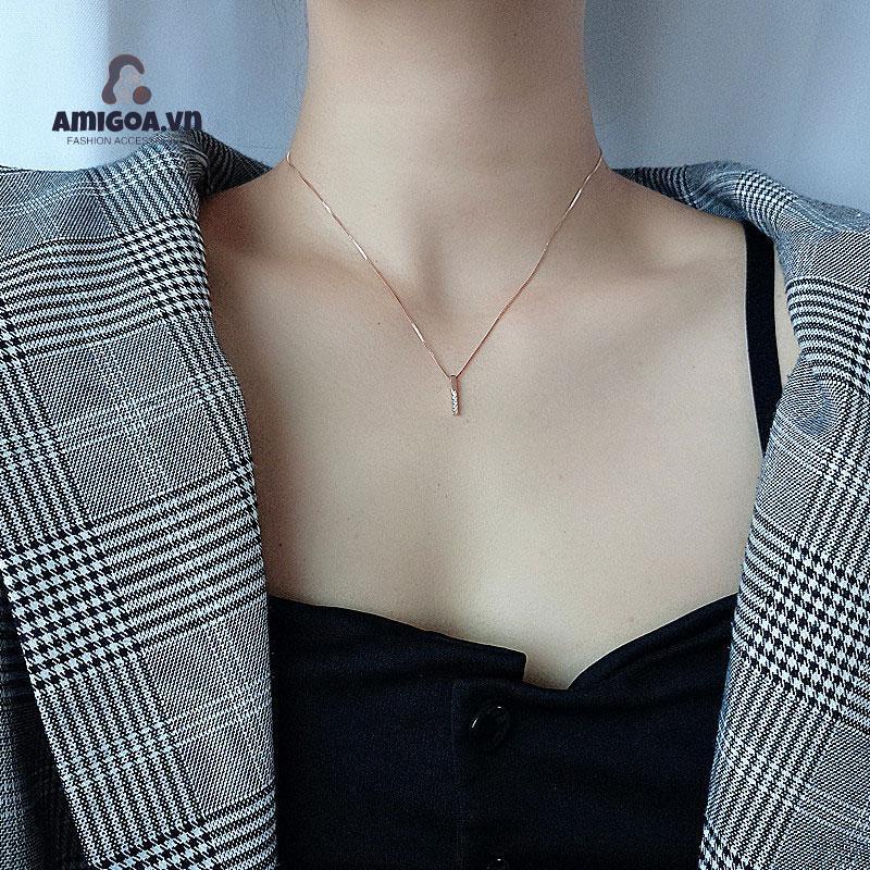 Vòng cổ Sợi Xích Dài Mặt Hình Học Đơn Giản Dễ Thương Cá Tính Cho Nữ