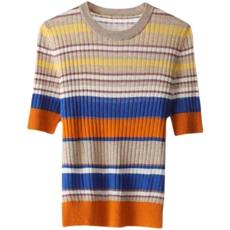 Áo Thun Dệt Kim Mỏng Tay Ngắn Phong Cách Thời Trang Xuân Hè Mới 2023