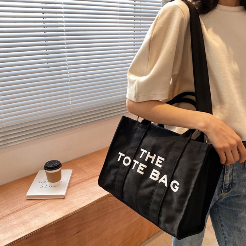 Túi Xách Vải Canvas Cỡ Lớn In Chữ Thời Trang Cho Nữ