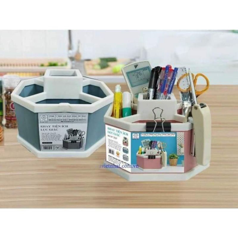 ỐNG ĐỰNG BÚT- KHAY TIỆN ÍCH LỤC GIÁC NHỰA VIỆT NHẬT