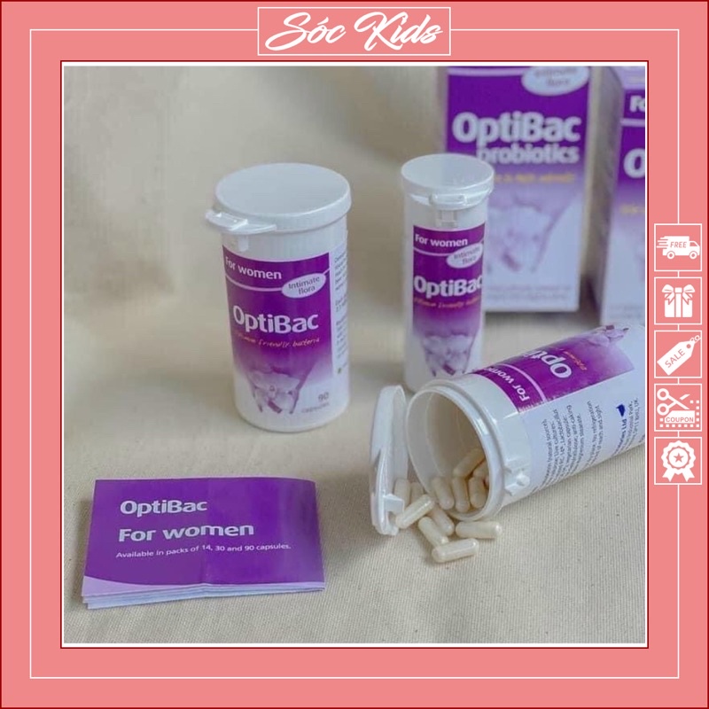 Men Vi Sinh Optibac Tím Optibac For Woman Cho Phụ Nữ - CHUẨN ANH | DATE 2023 | MẪU MỚI | 30 Viên - 90 Viên | SÓC KIDS