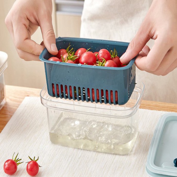 [Hàng Chuẩn Loại 1] Set rổ nhựa kiêm khay tủ lạnh 2 lớp đựng rau củ quả thực phẩm bằng nhựa PP cao cấp | BigBuy360 - bigbuy360.vn