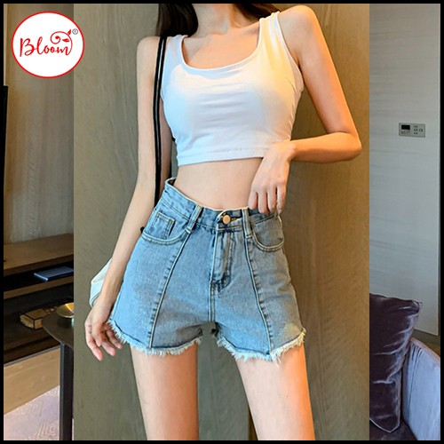 Quần short jean nữ lưng cao YUKIBLOOM Quần short jean nữ Cao Cấp QSJ01