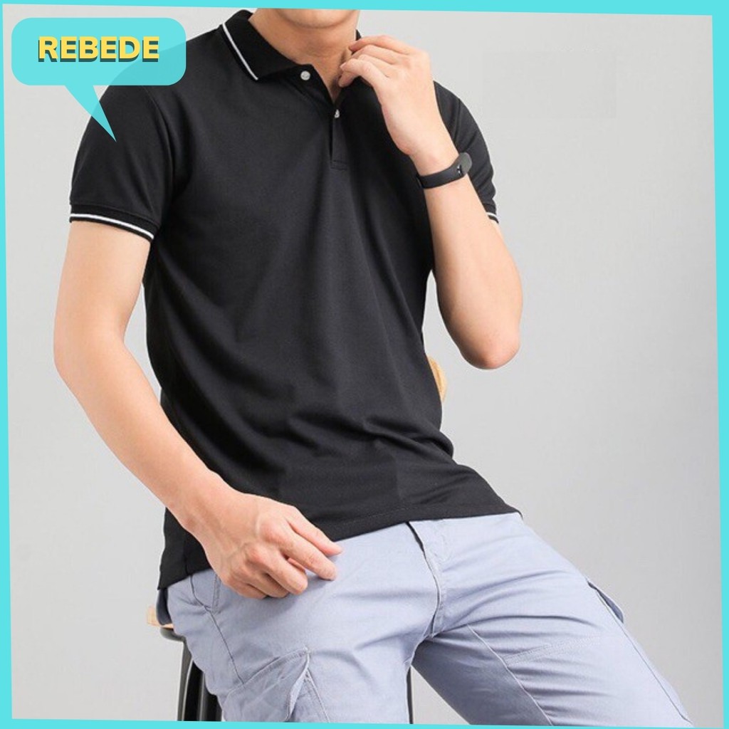 Aó phong polo nam phong cách hàn kẻ viền cổ tay - chất liệu gai cá sấu - ACS