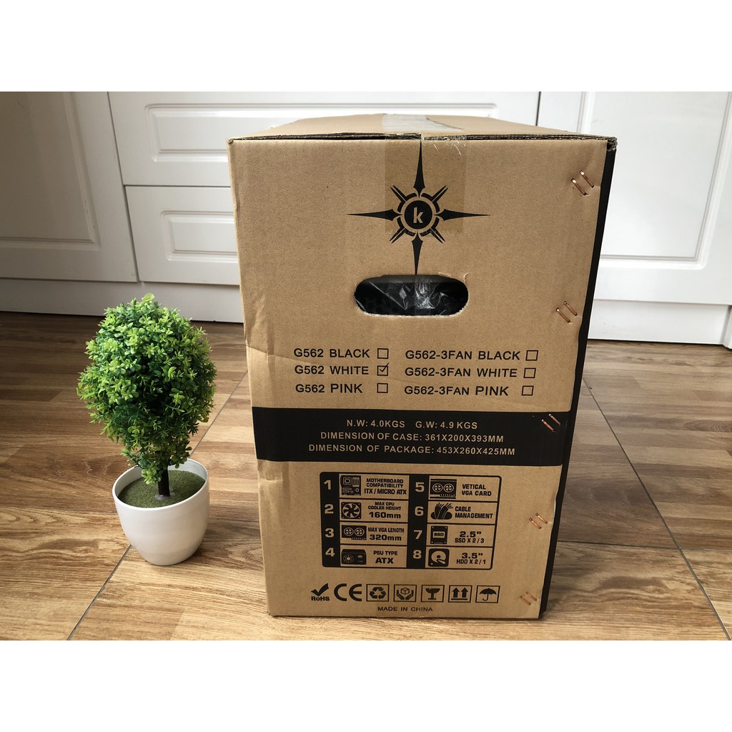 Vỏ máy tính KENOO ESPORT G562 Trắng Mini Tower - (Mid Tower/White) | BigBuy360 - bigbuy360.vn