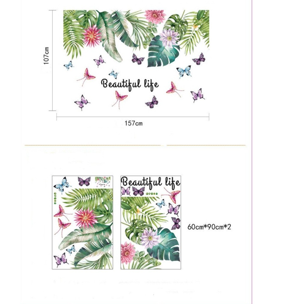 Tranh decal dán tường LÁ MUÔN MÀU BEAUTIFUL LIFE trang trí phòng khách - Decal dán tường