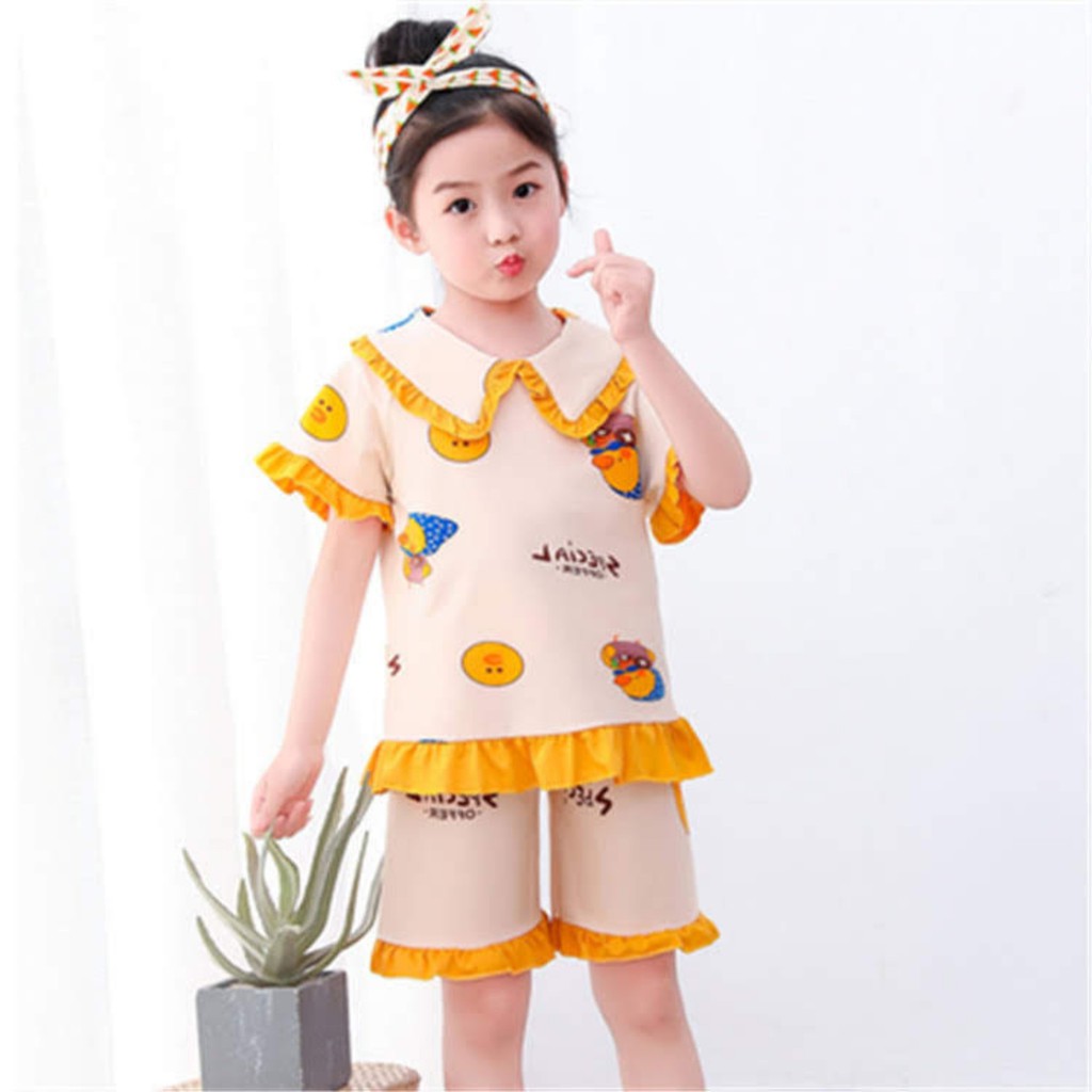 Đồ bộ Cotton cao cấp cho Bé Gái Màu sắc - Cotton mềm mại và thoải mái dạo phố mặc nhà