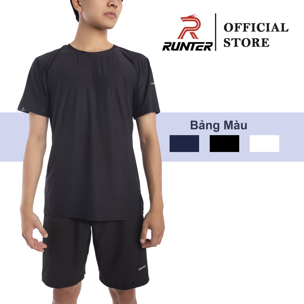 Áo Thun Lạnh Nam RUNTER thể thao tập gym chạy bộ chơi cầu lông cổ tròn ngắn tay vải thoáng mát co giãn