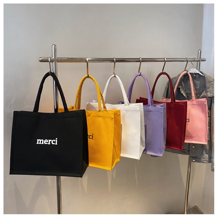 Merci Túi Xách Nữ Vải Canvas Cỡ Lớn 2022 Thời Trang Hàn Quốc túi đeo vai Túi máy tính xách tay túi mua sắm siêu thị