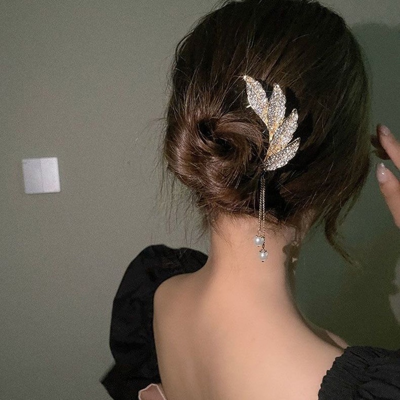 (MớI) Trâm CàI TóC HìNh Lông Vũ ĐíNh Đá Xinh XắN