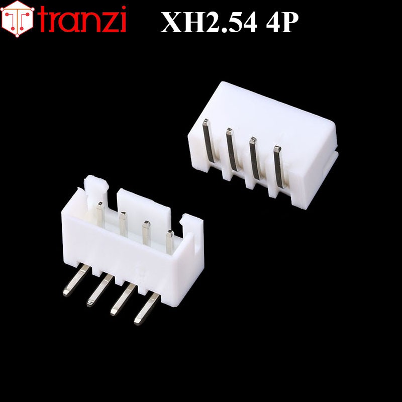 Giắc cắm header 2.54mm XH2.54 4P chân cắm cong trắng - túi 50 cái