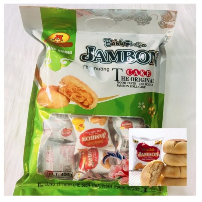 Thùng 10 Gói x 400g Bánh Cuộn Jambon Thịt Nướng Thanh Hương (gói 15 chiếc bánh)