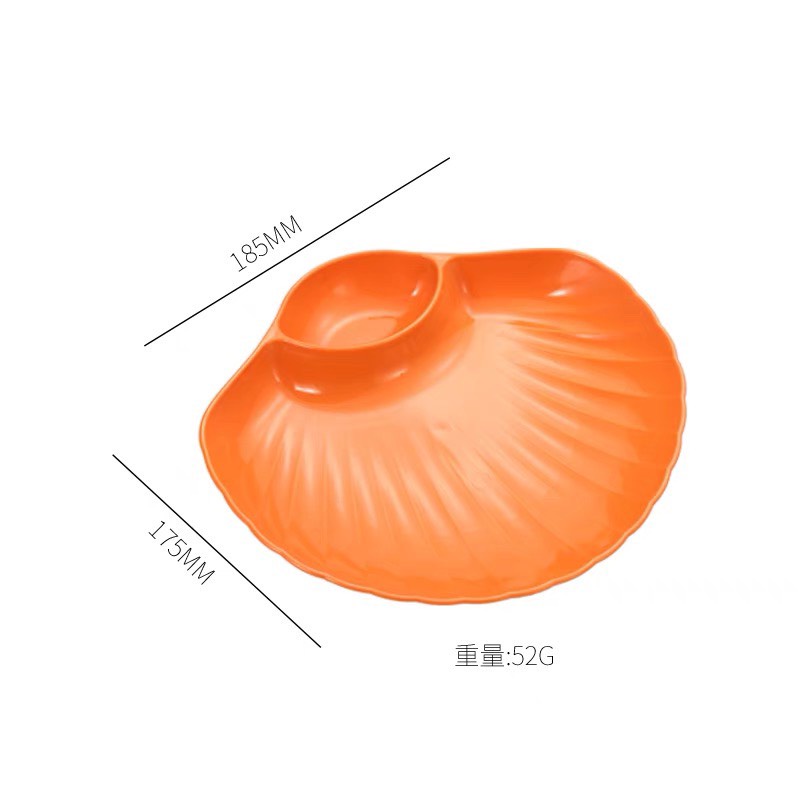 Đĩa Nhựa Hình Sò Đựng Thức Ăn, Hoa Qủa Kèm Ngăn Đựng Gia Vị Thiết Kế Đẹp Mắt