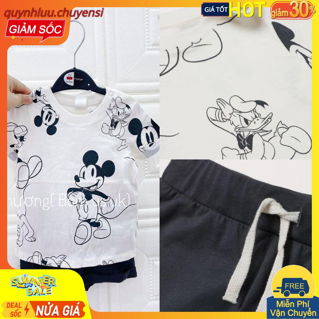 BT77 - BỘ MICKY BÉ TRAI TRẮNG QUẦN ĐEN