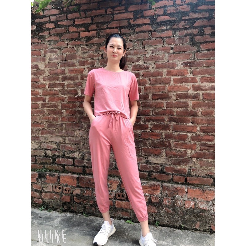 Bộ dệt kim cao cấp áo croptop quần jogger ( ảnh shop chụp)