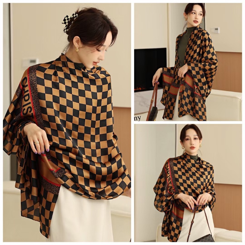 Khăn Choàng Cổ Dài Chống Nắng Bằng Lụa In Họa Tiết Thời Trang Đi Biển Mùa Hè Cho Nữ