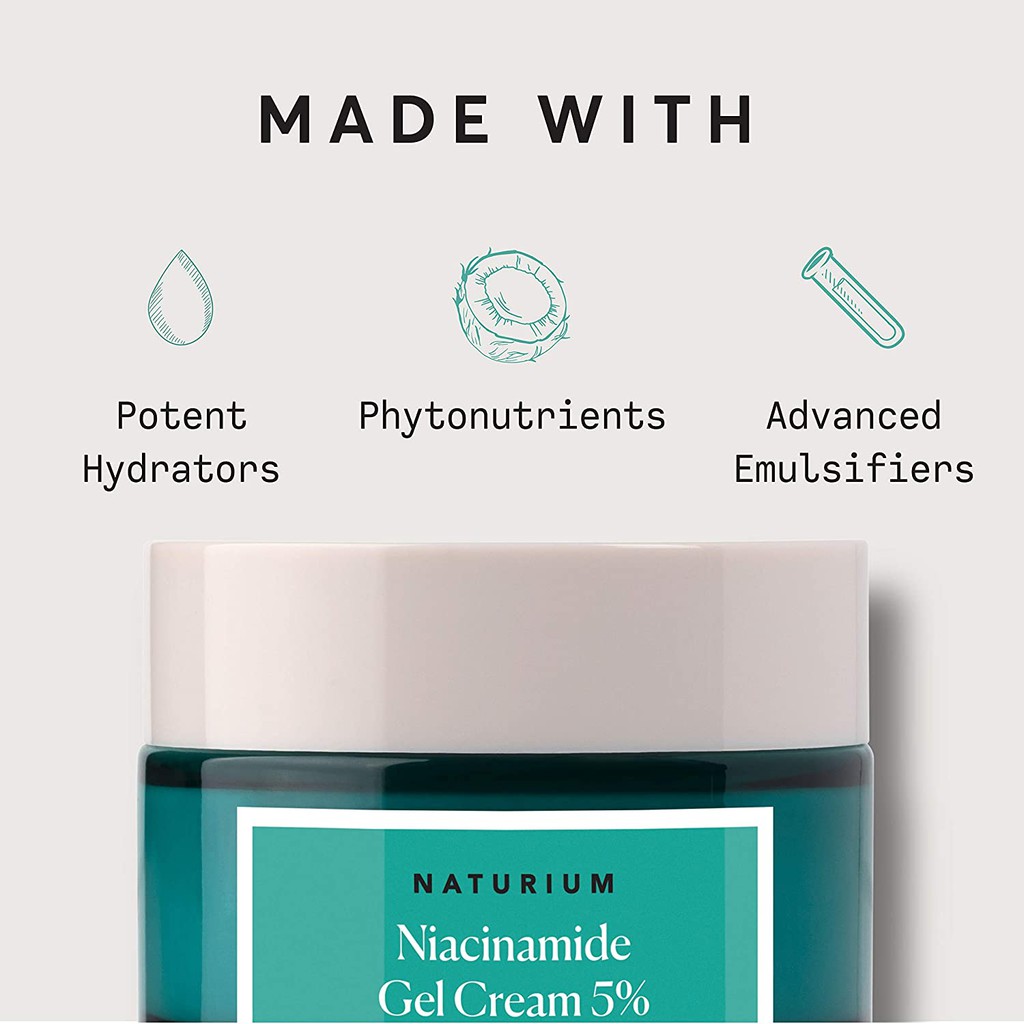 Niacinamide Gel Cream 5% Thu nhỏ lỗ chân lông, Dưỡng ẩm sâu của Naturium
