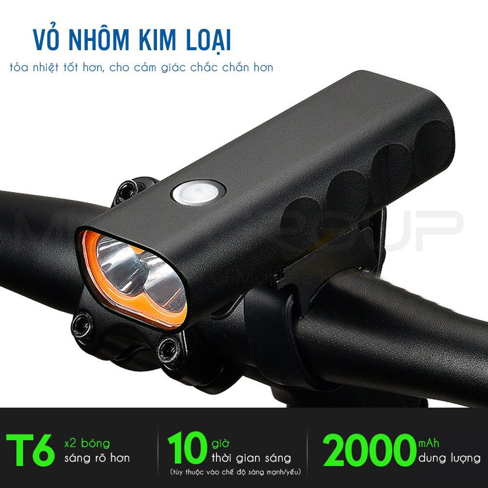 Đèn Pha Trước Xe Đạp Siêu Sáng Sạc Điện Usb Với Ánh Sáng Mạnh Chống Nước Nhỏ Gọn Nhiều Chế Độ Sáng Tiện Dụng MLH