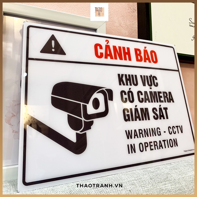 Biển Decal Cảnh Báo Có Camera An Ninh Đang Hoạt Động - Size 21x29cm - Sticker Trang Trí Dán Kính