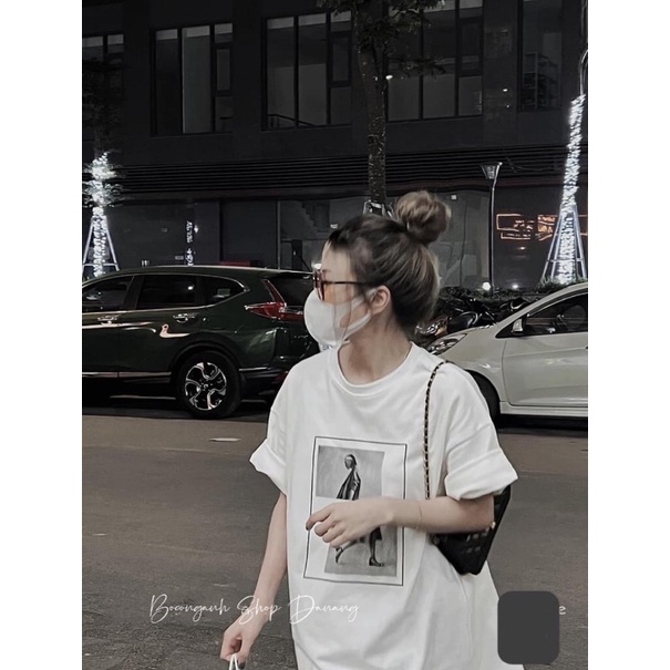 Áo Thun Unisex Mác 3158 Cô Gái Vuông HB313 Form To Rộng Hàng Quảng Châu Loại 1