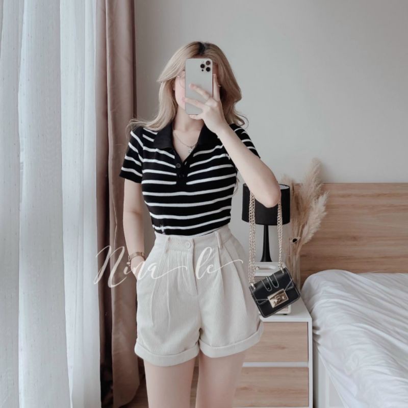 Áo montoghi kẻ pha thêu CD ong xinhh nhiều màu