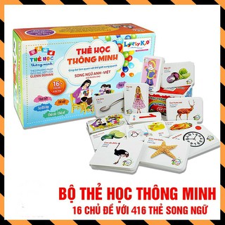 Bộ thẻ học thông minh cho bé 416 thẻ song ngữ Anh Việt theo phương pháp giáo giục sớm Glenn Doman | Flashcards cho bé