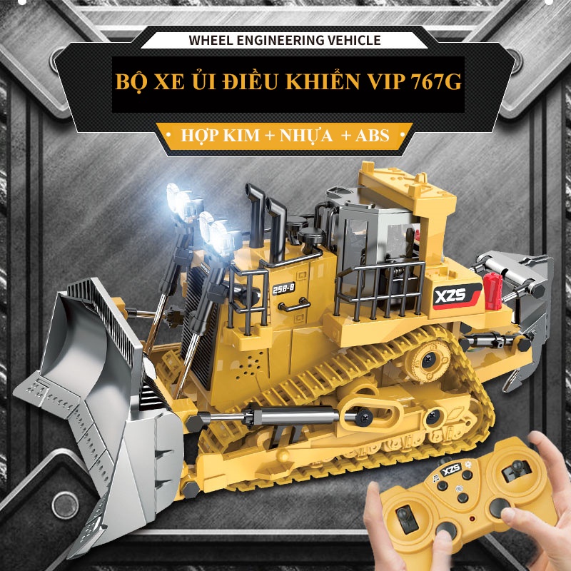 Xe ủi điều khiển từ xa bánh xích siêu vip, dòng xe vip được cấu tạo hợp kim vô cùng chắc chắn là dòng xe đẹp nhất