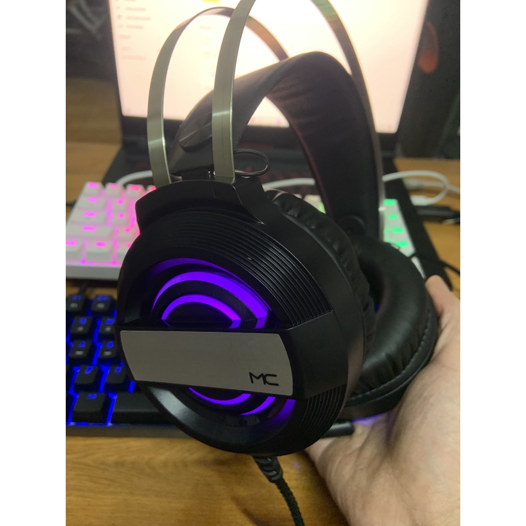 Tai nghe chụp tai máy tính GAMING MC Q9 có đèn LED đổi màu, có mic đàm thoại, headphone chơi game trên laptop, pc
