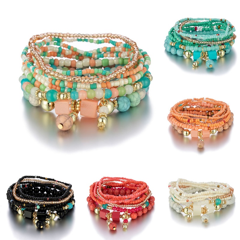 Vòng Tay Chuỗi Hạt Nhiều Màu Sắc Phong Cách Bohemian Thời Trang Cho Nữ