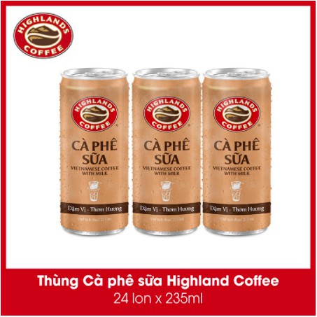 THÙNG 24 LON CÀ PHÊ SỮA HIGHLANDS 235ML