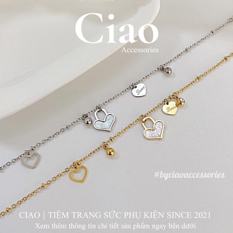 Vòng tay/ Lắc tay titan không gỉ thiết kế đính charm xinh xắn nữ tính Maya Ciao