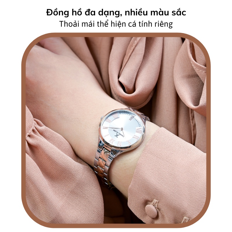 Đồng hồ nữ Daniel Klein Watch DK.1.12558 mặt nhỏ kính cứng chống xước, chống nước, dây thép đeo tay cao cấp chính hãng
