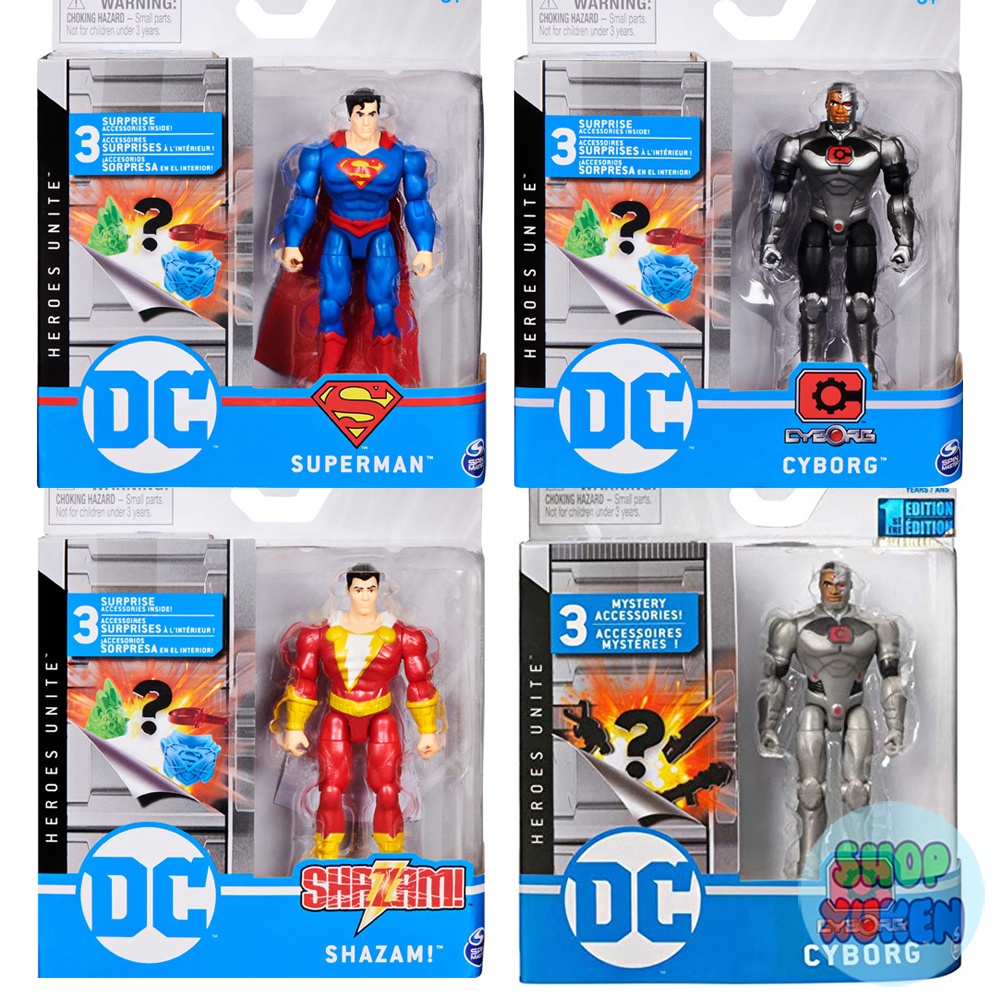 Mô hình siêu anh hùng DC - Superman, Flash, Cyborg, Shazam và Black Superman - Shopxuken